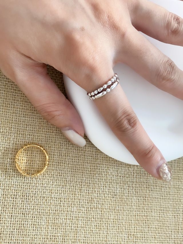 R1331 Multi-layered Mixed Material Sterling Silver Ring