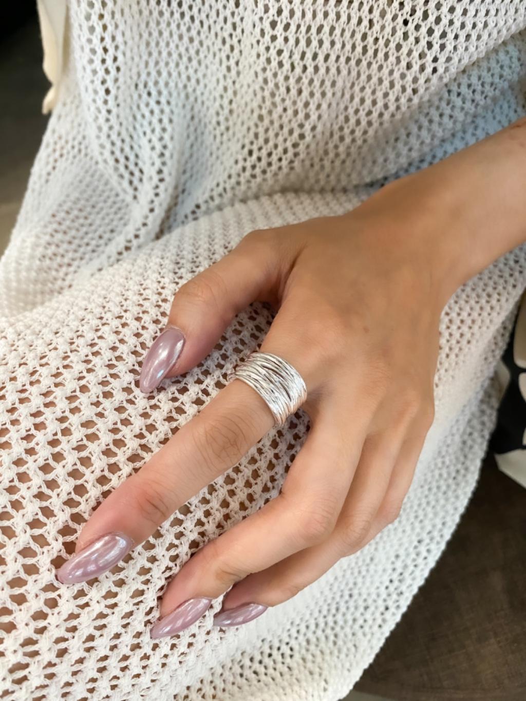 R1482 Stacked Line Thick Ring