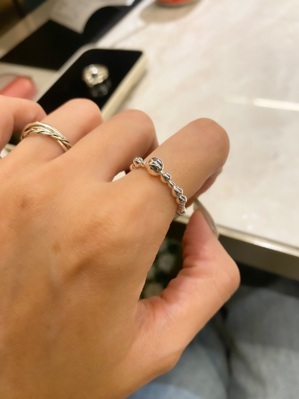 R1572 Large and Small Beaded Ring