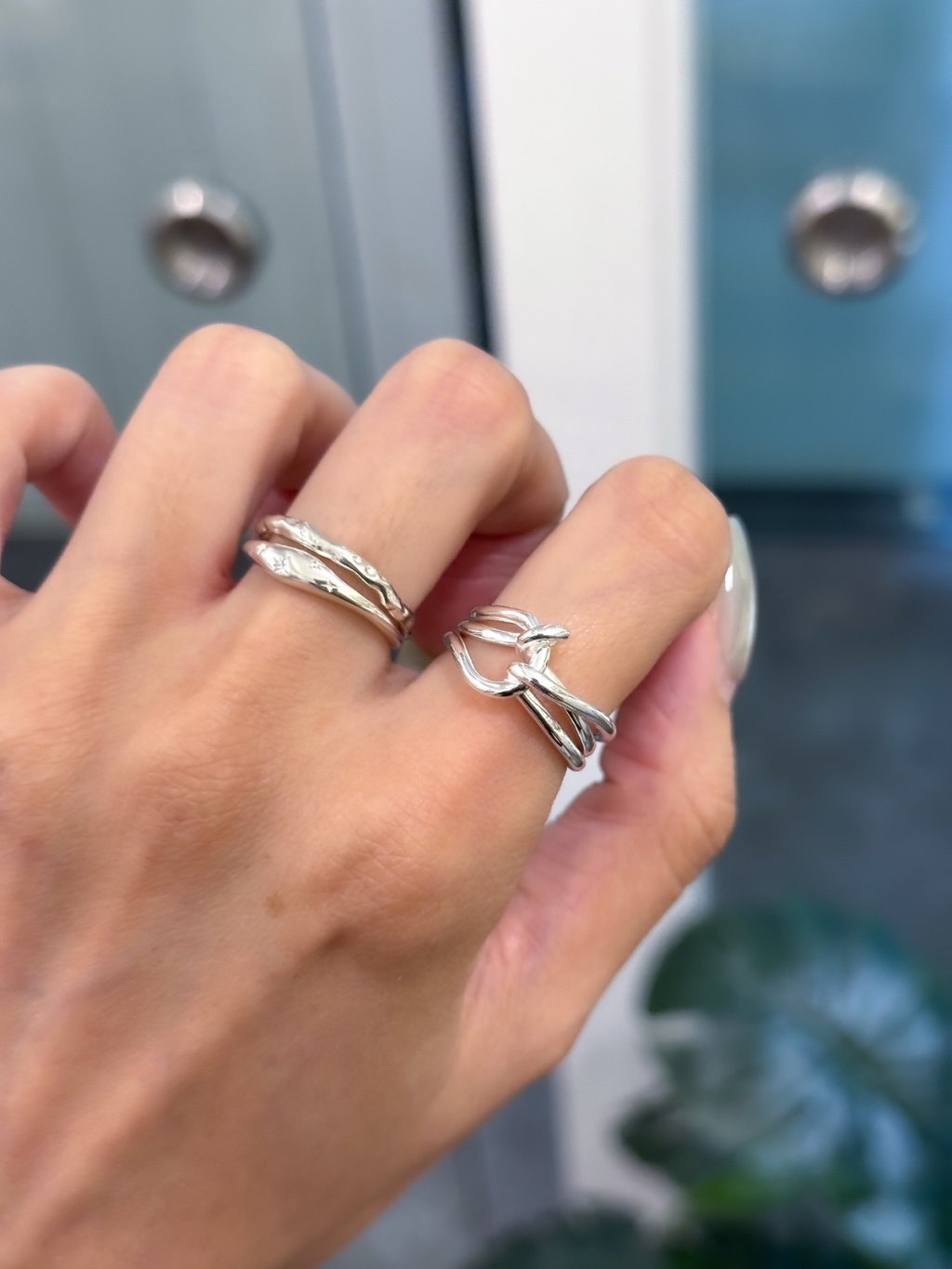 R1625 Double-band Ring with Lines