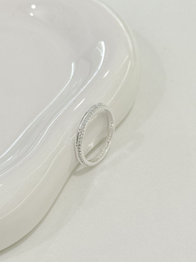 R1656 Delicate Full-Diamond Sterling Silver Ring