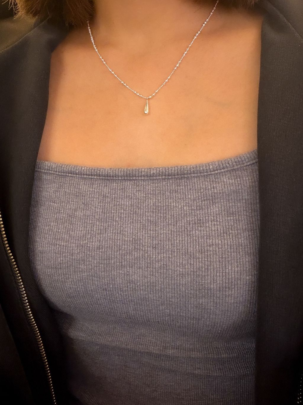N1336 Large and Small Bead Chain with Waterdrop Pendant