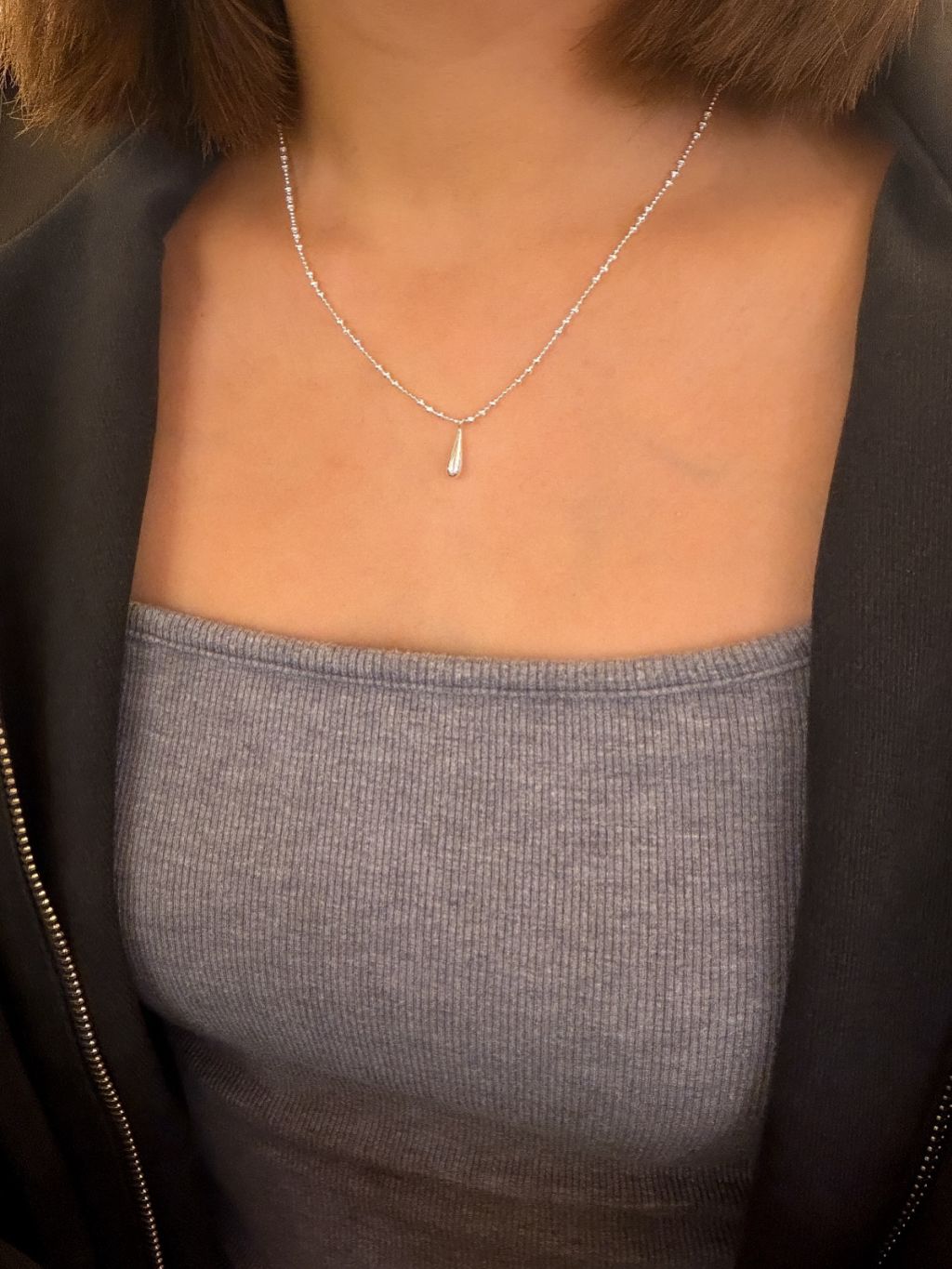 N1336 Large and Small Bead Chain with Waterdrop Pendant