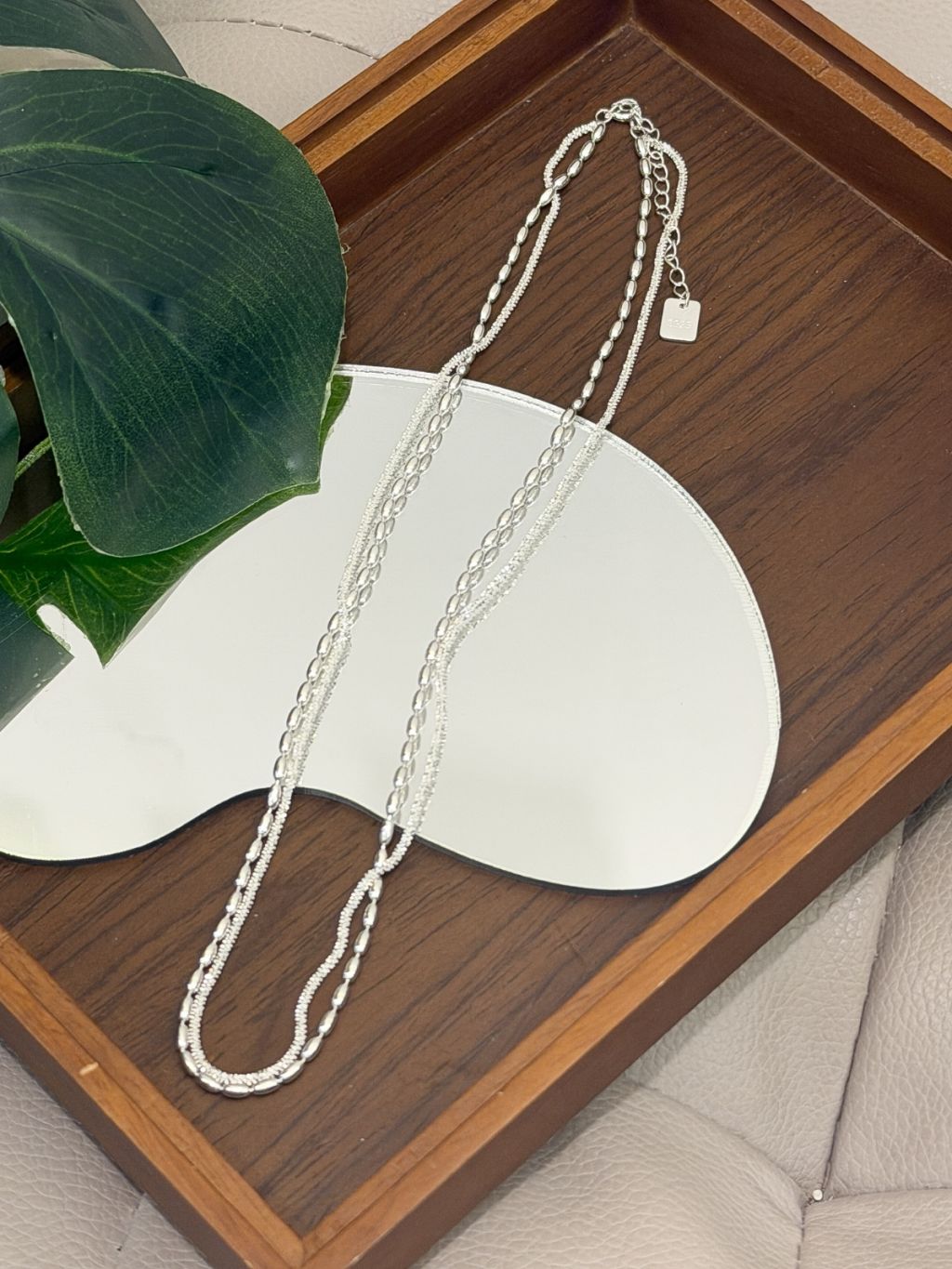 N1349 Sparkling Rice Bead Double Layer Necklace