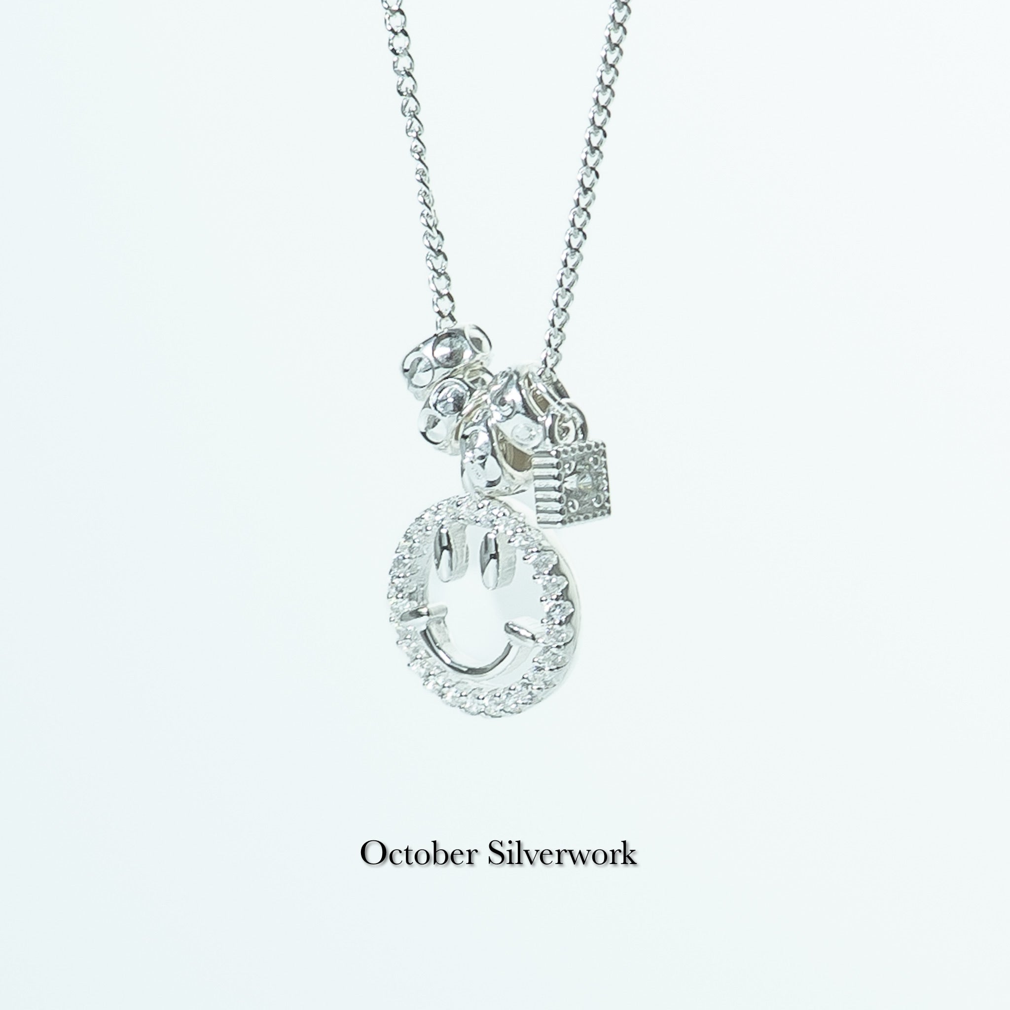 N1366 Multi-circle Zircon Smiley Necklace