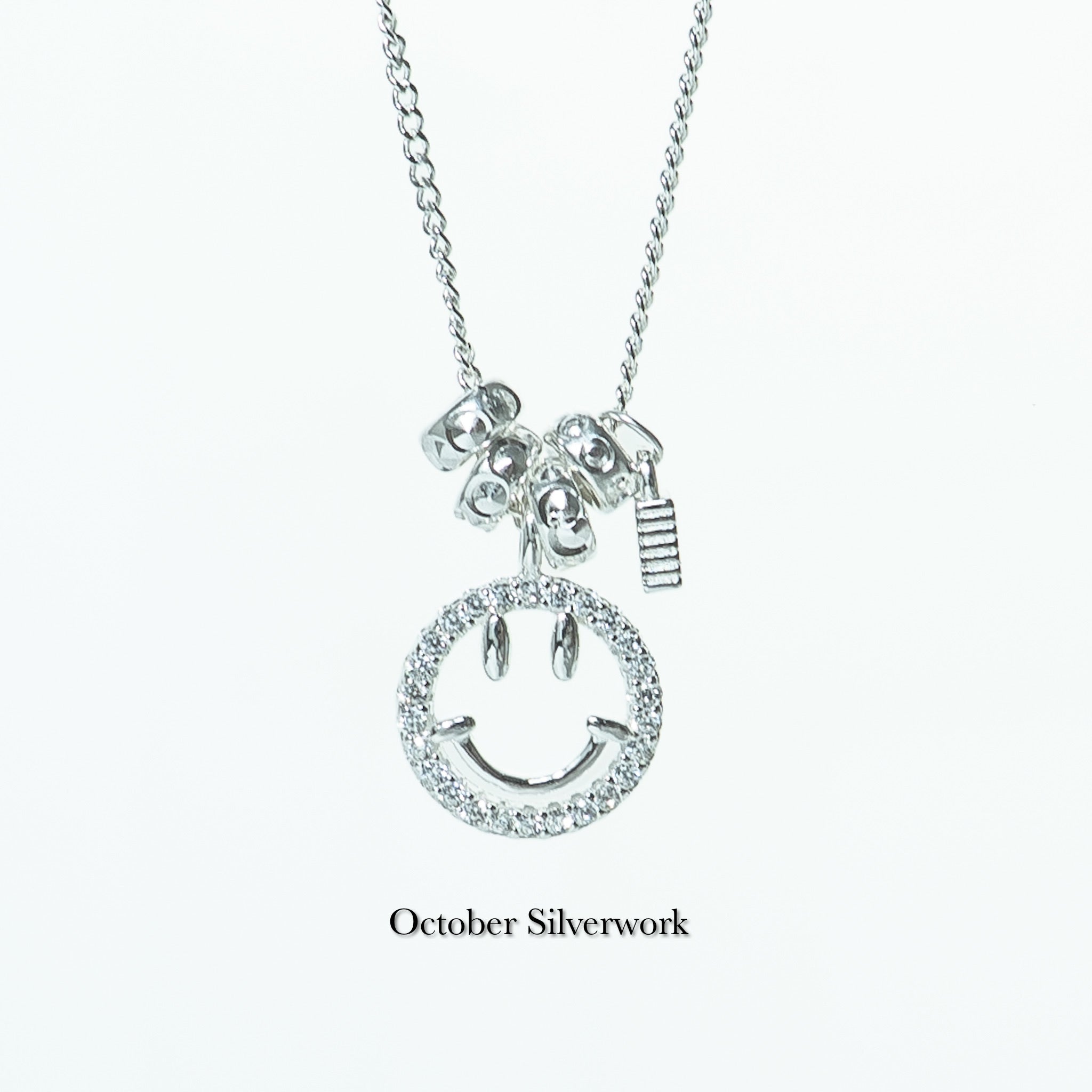 N1366 Multi-circle Zircon Smiley Necklace