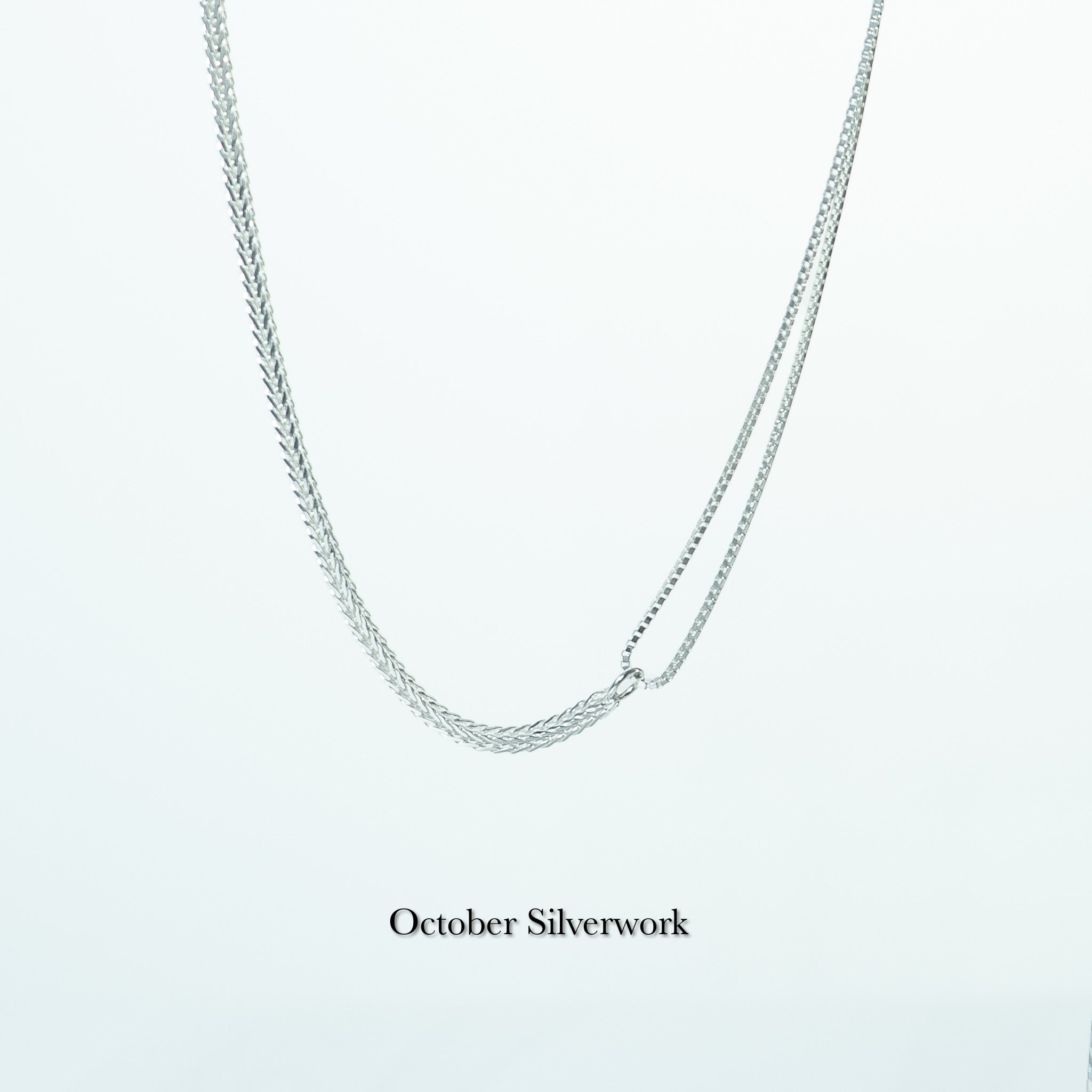N1363 Braided Chain and Box Chain Necklace