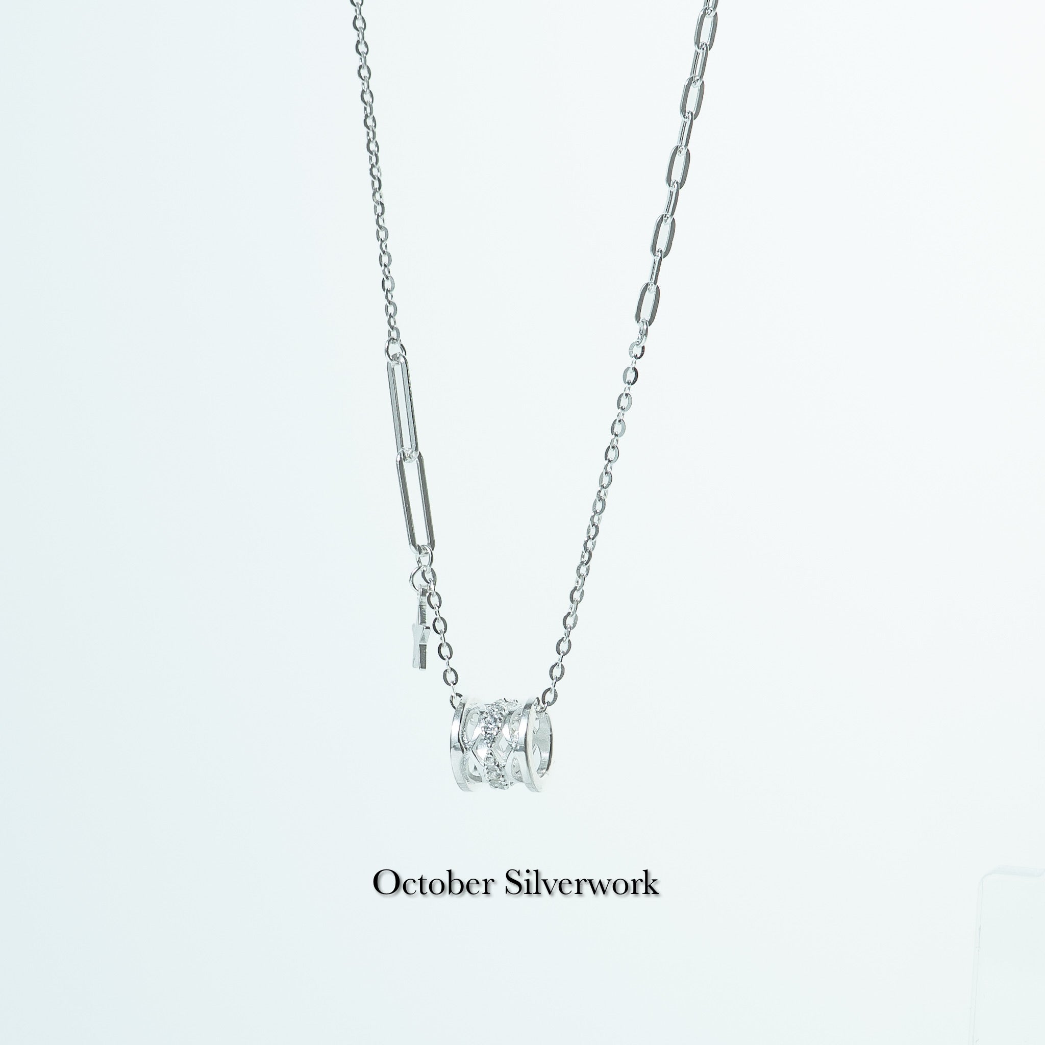 N1367 Cylinder Zircon Star Asymmetrical Necklace