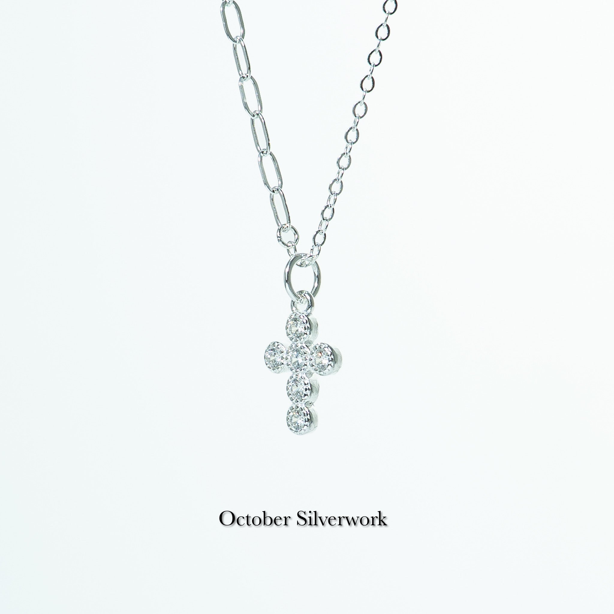 N1368 Zircon Cross Mandarin Duck Necklace