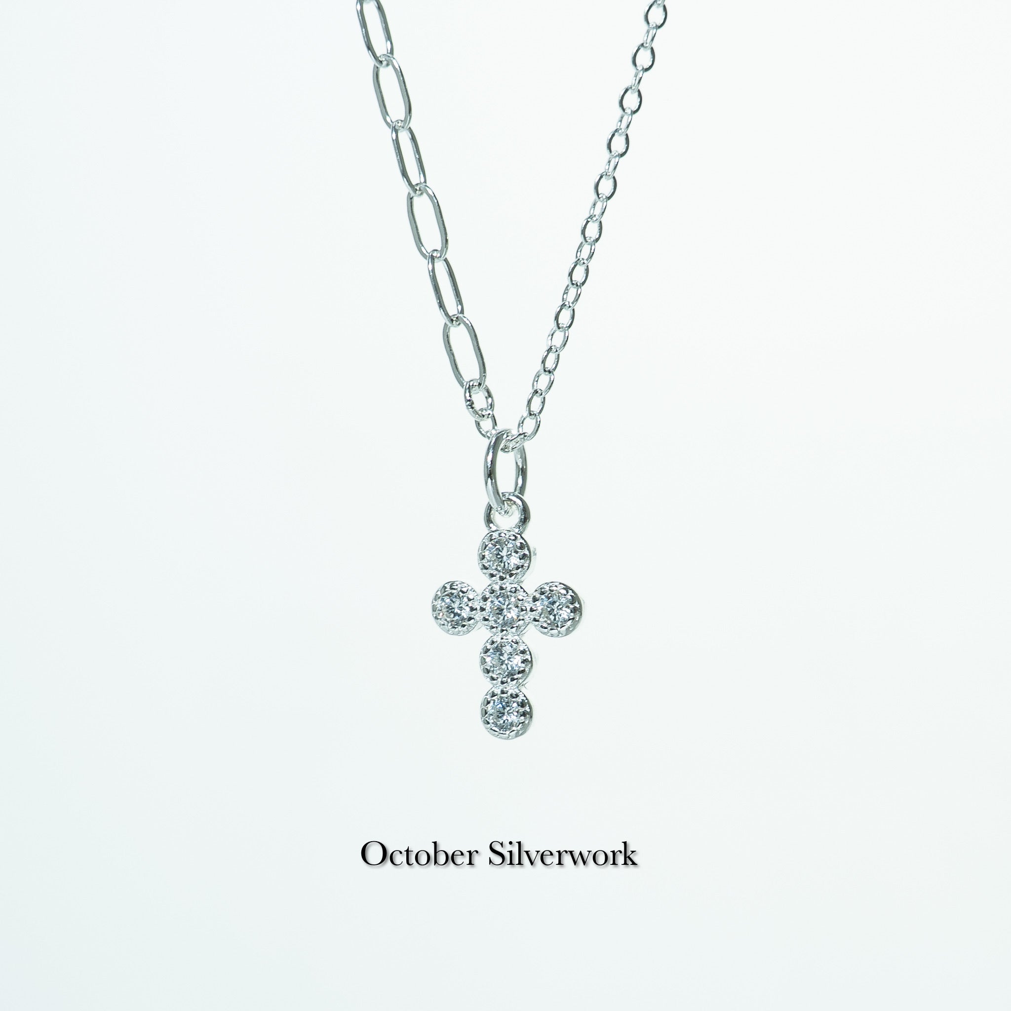 N1368 Zircon Cross Mandarin Duck Necklace