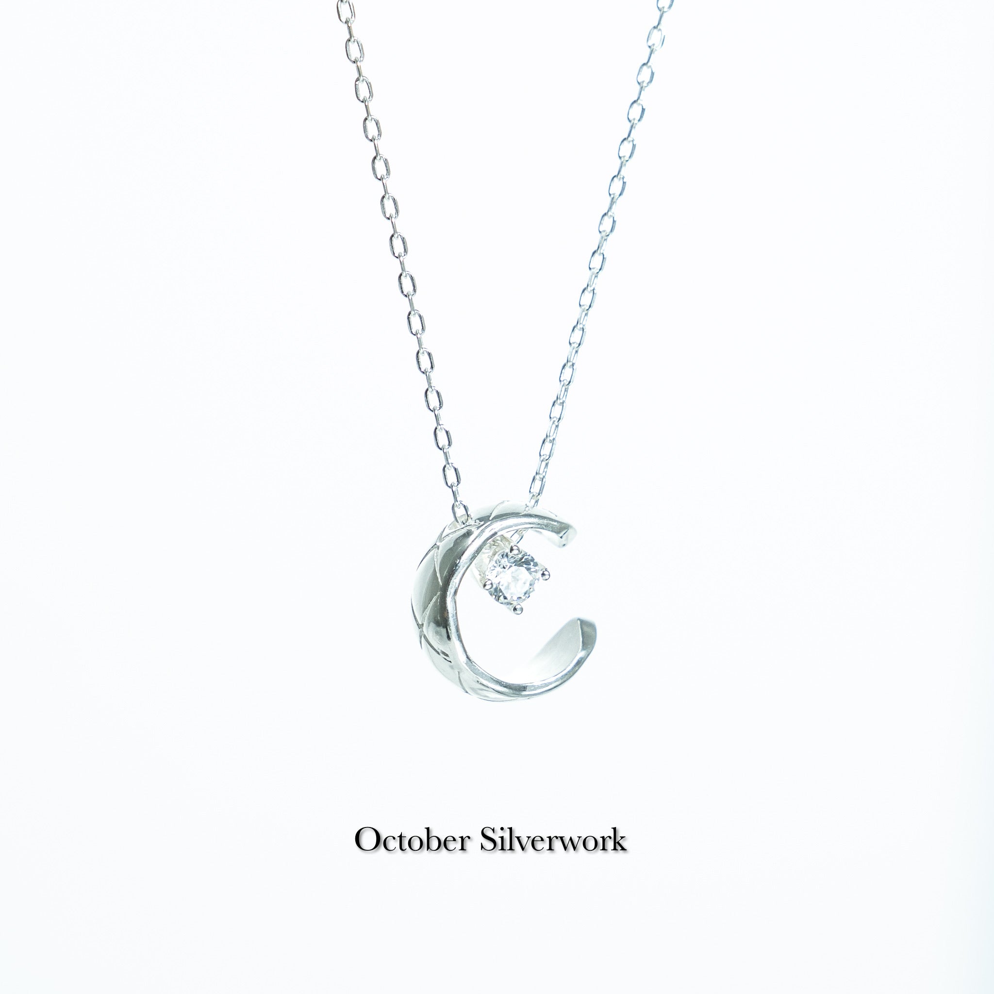 N1369 Quilted Moon Zircon Necklace