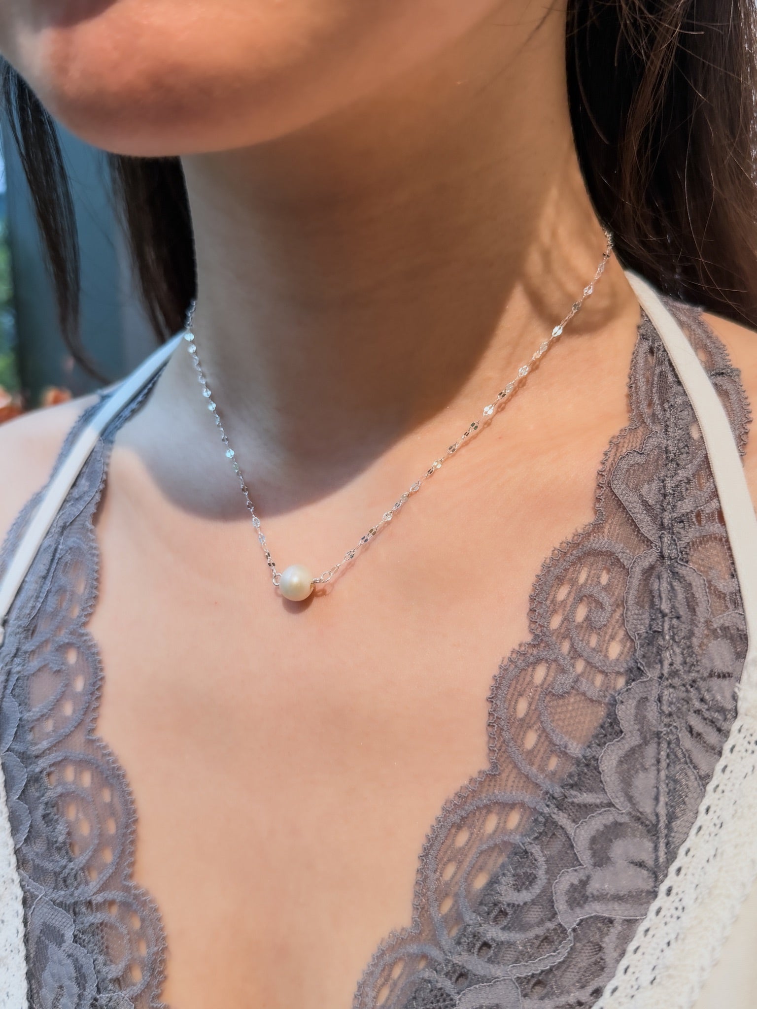 N1364 Natural Pearl Petal Necklace