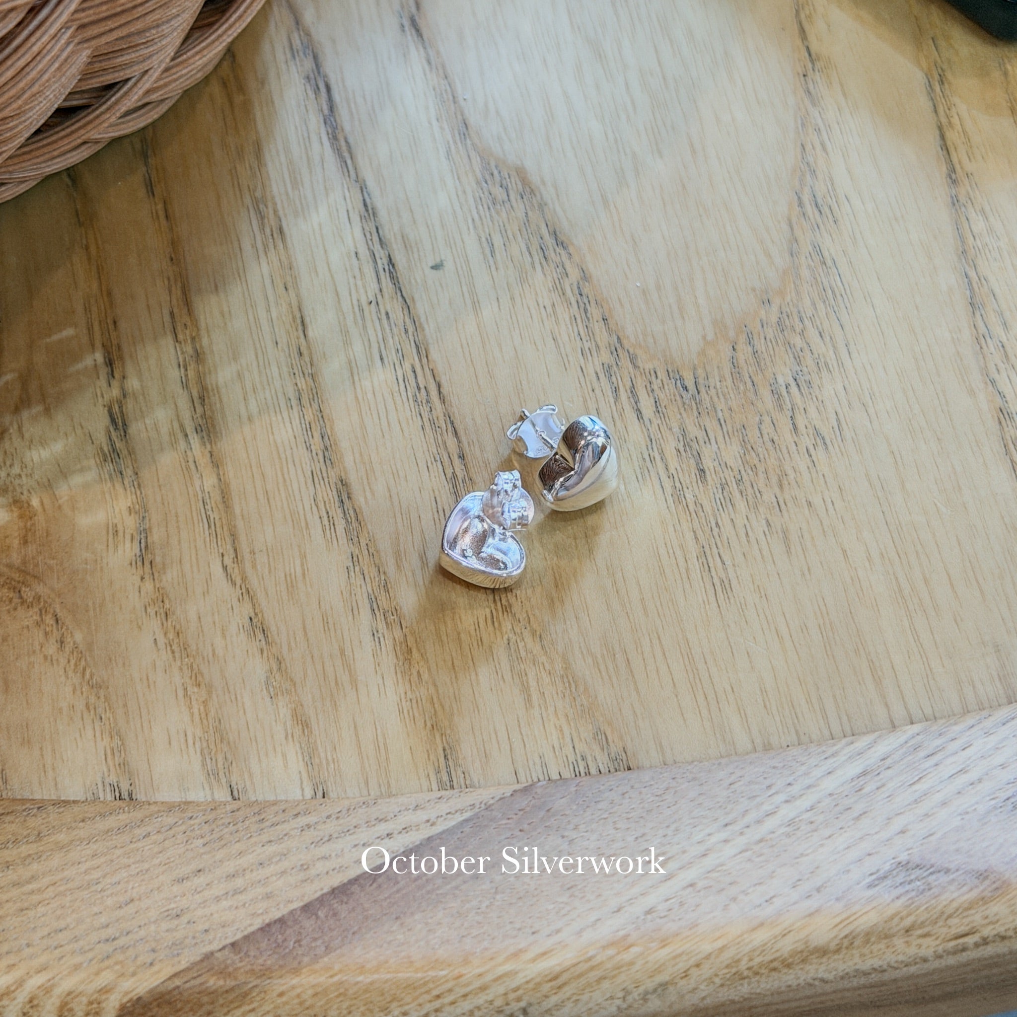 E1506 3D Heart Sterling Silver Earrings