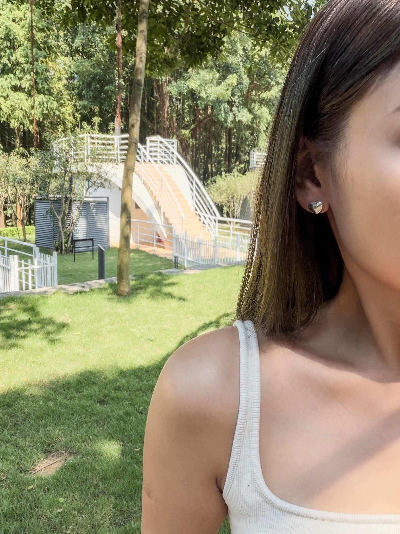 E1506 3D Heart Sterling Silver Earrings