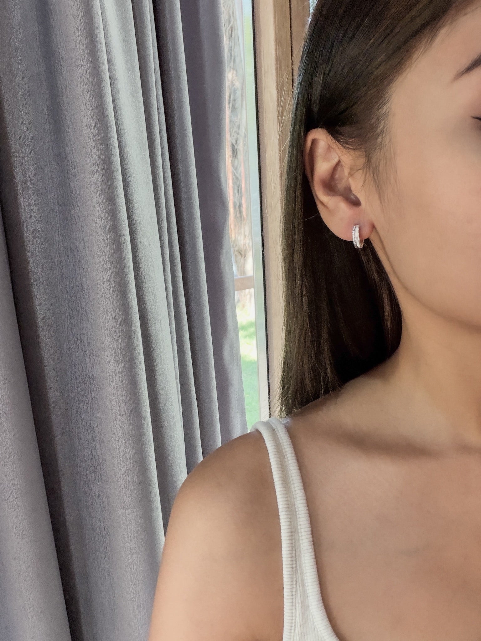 E1507 Laser-cut striped hoop earrings