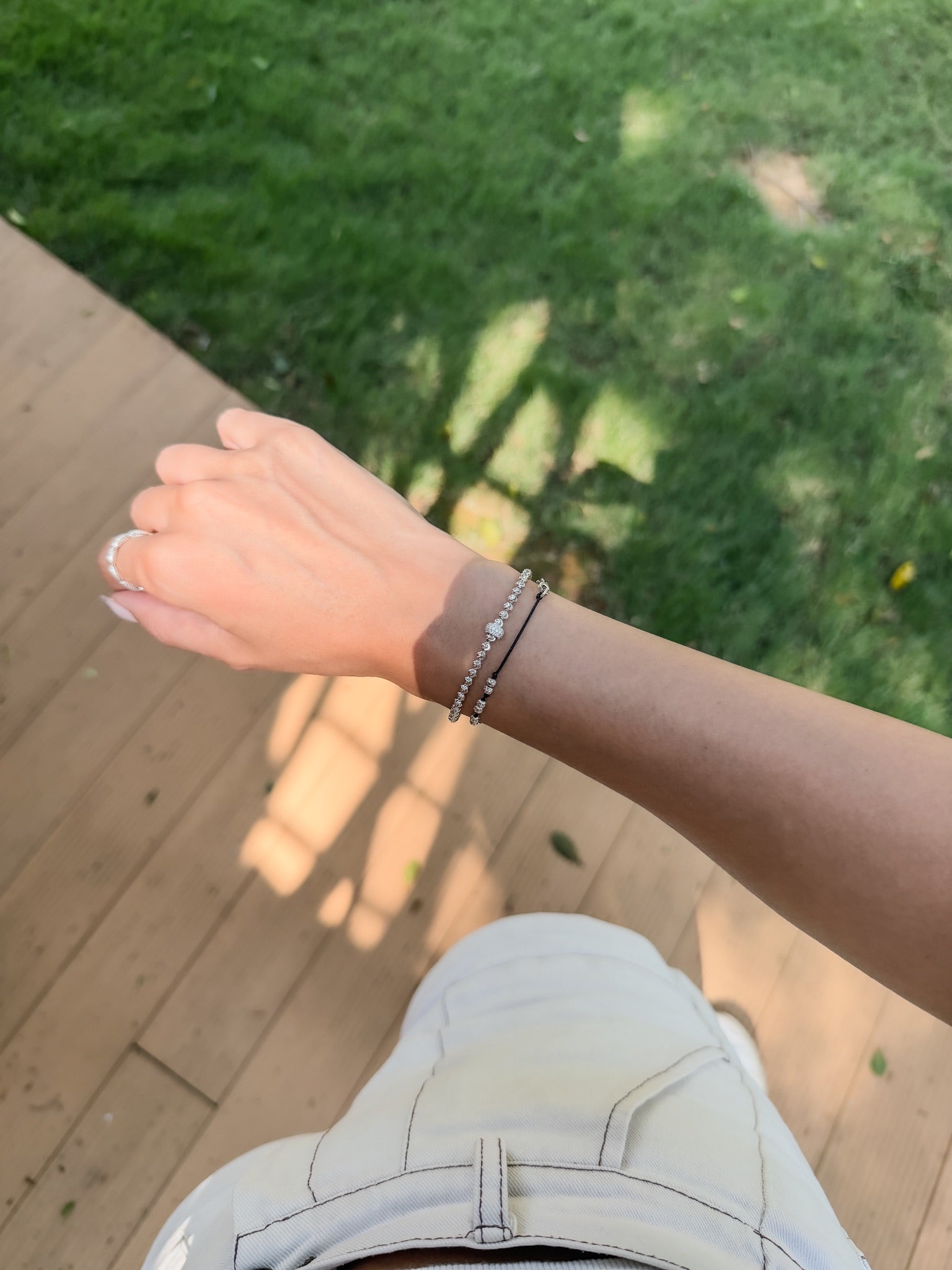 B1582 Italian Zircon Bead Elastic Bracelet
