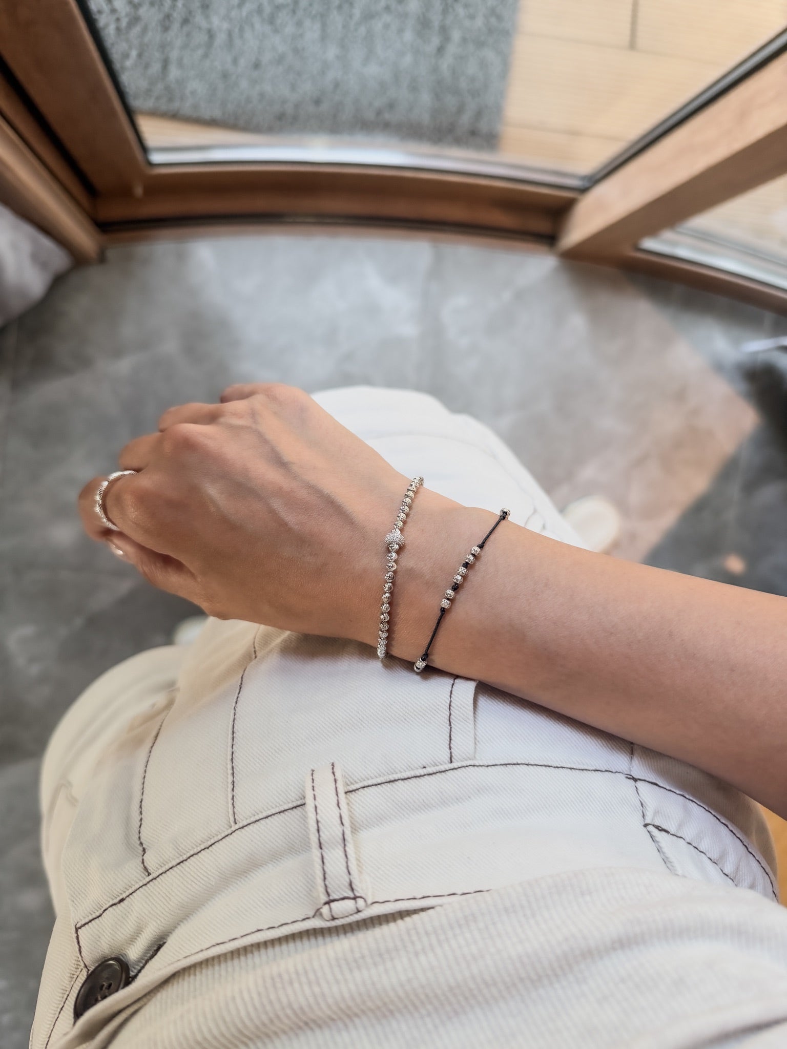 B1582 Italian Zircon Bead Elastic Bracelet