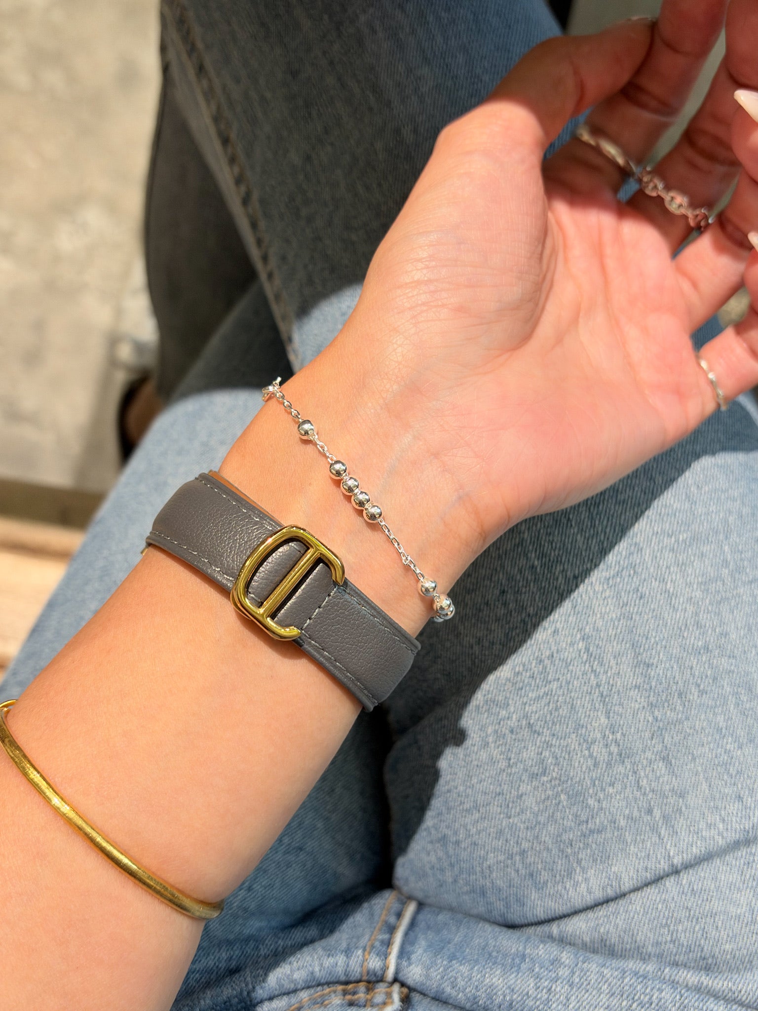 B1583 4MM Round Bead Chain Bracelet